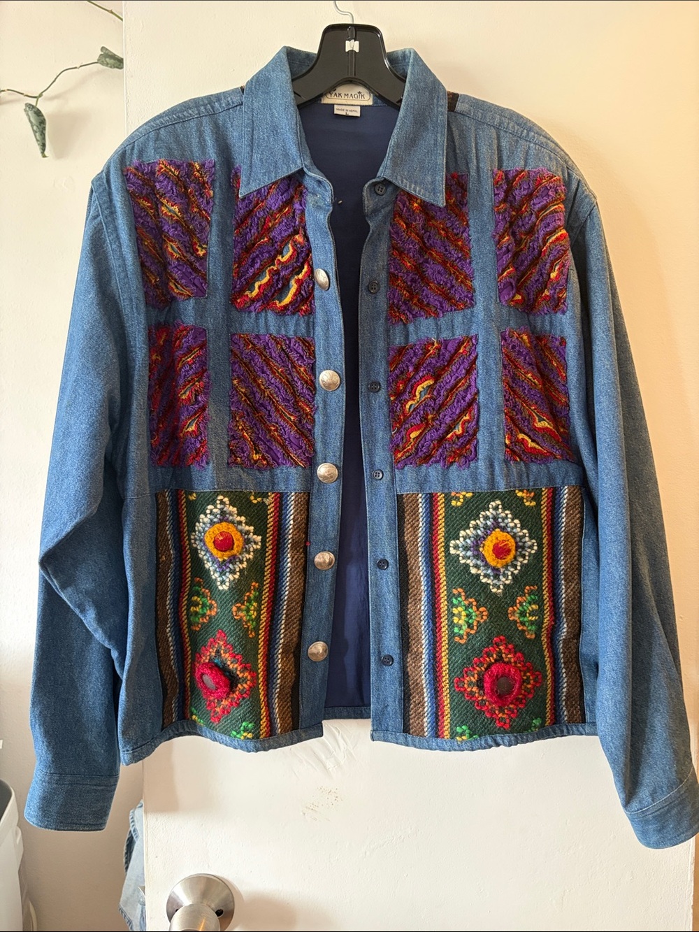 Vintage Yak Magik Denim Patchwork Embroidered Jacket - Multicolor